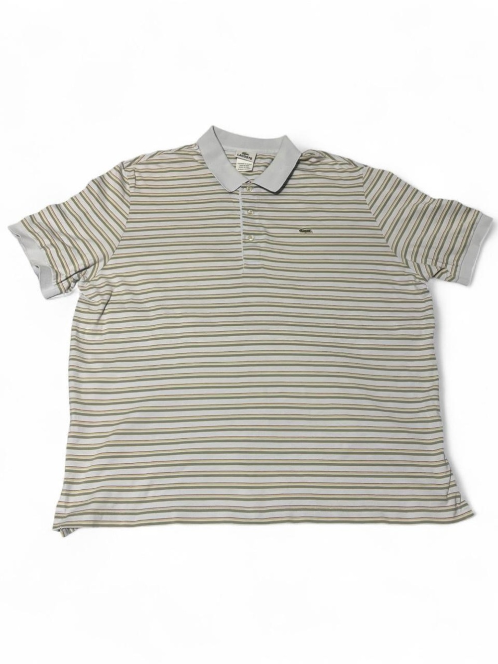 Lacoste Striped Polo in Light blue and Olive